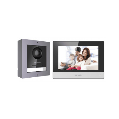 Hikvision DS-KIS602(B) Комплект DS-KD8003-IME1 (вызывная панель) + DS-KH6320-WTE1 (монитор 7“)