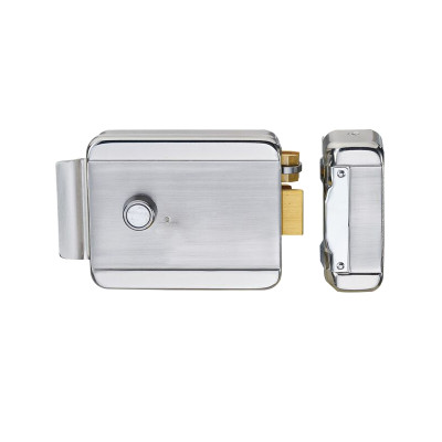 iHold-202 Электромеханический замок, накладной, без блокировки кнопки, никелированная сталь