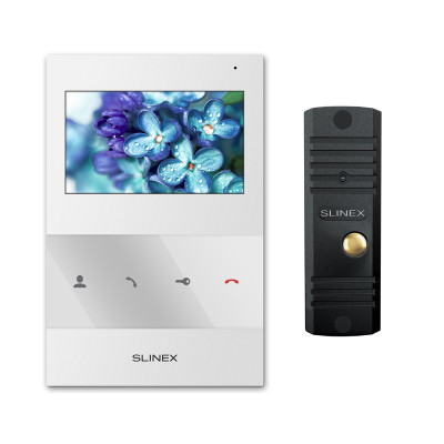 Slinex KIT SQ-04 цвет белый + ML-16HD цвет черный. Комплект домофона 4,3” + панель вызова