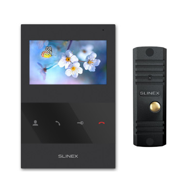 Slinex KIT SQ-04 цвет черный ML-16HR цвет черный. Комплект домофона 4" + панель вызова