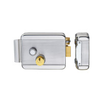 iHold-204 Электромеханический замок, накладной, с блокировкой кнопки, никелированная сталь