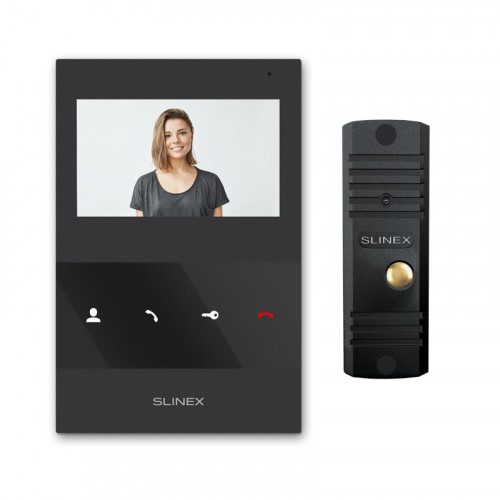 Slinex KIT SQ-04M цвет черный + ML-16HD цвет черный. Комплект домофона 4 + панель вызова