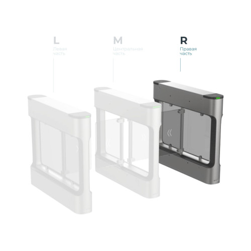 Hikvision DS-K3B411BX-R/MPg-Dp65 Распашной турникет (правый крайний элемент)